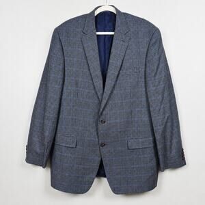 Ralph Lauren Silk Wool Sport Coat Quiet Luxury Blue Gray Check 44 XL